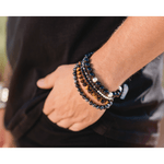 Load image into Gallery viewer, Mens Silver &amp; Obsidian Bracelet Dollie Jewellery
