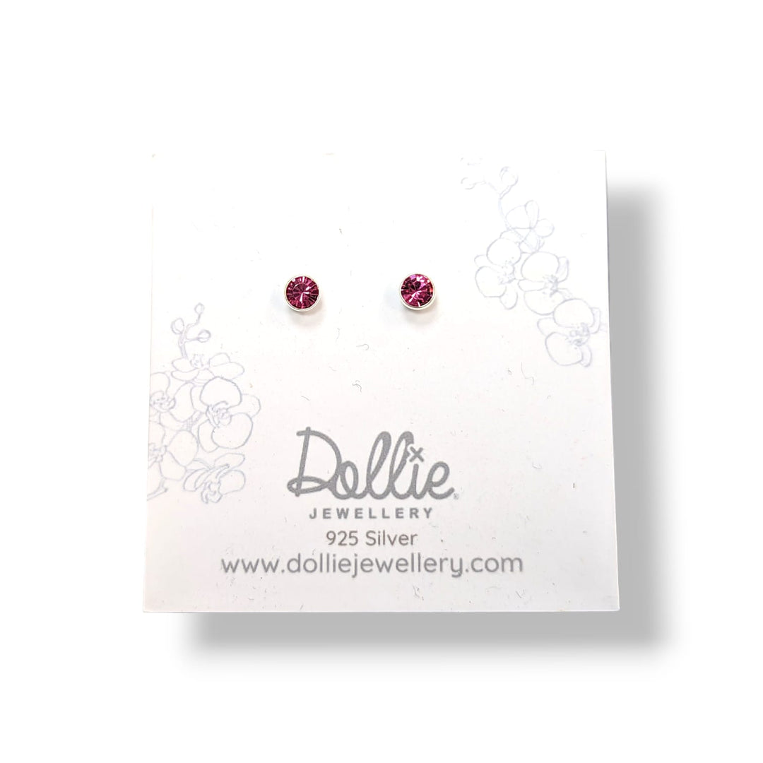 Hot Pink Crystal Studs Dollie Jewellery