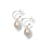 Load image into Gallery viewer, Classic White Pearl Drop Hoops Dollie Jewellery
