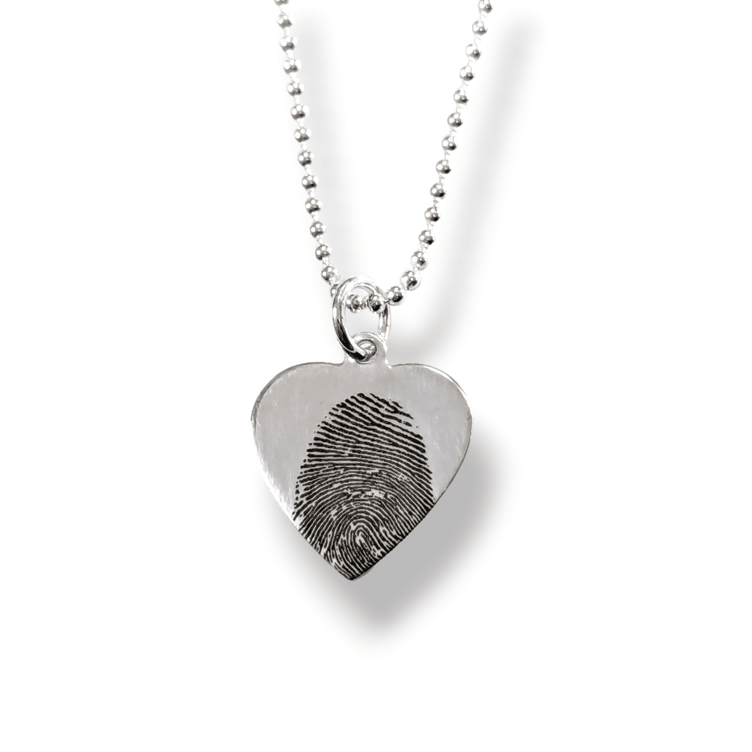 Engraved Finger Print Heart Necklace Dollie Jewellery