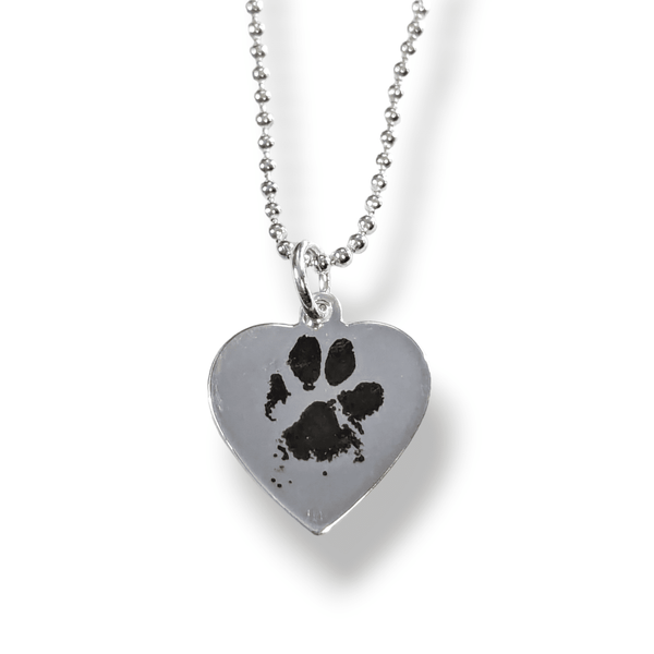 Engraved Paw Print Heart Necklace Dollie Jewellery
