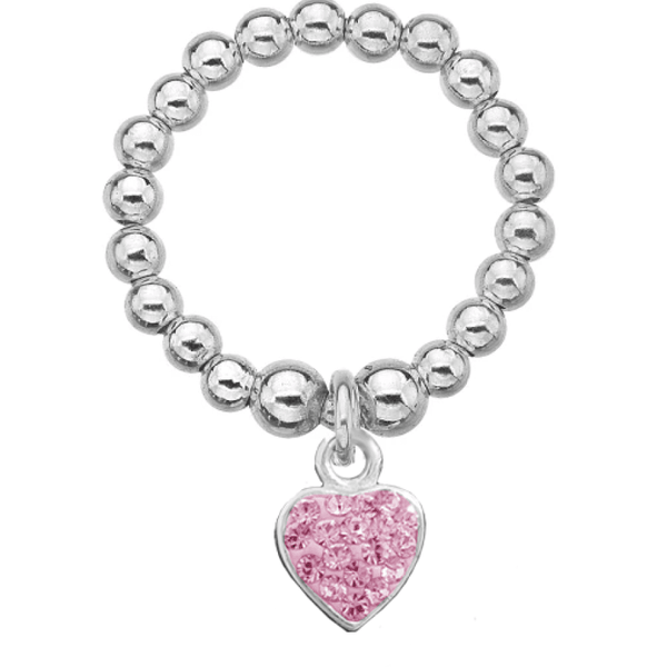 Pink Heart Sparkle Ring Dollie Jewellery