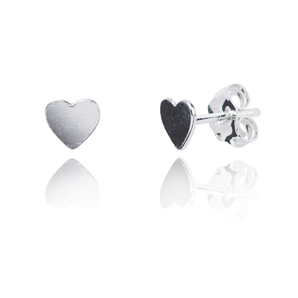 Aimee Mini Silver Heart Studs Dollie Jewellery