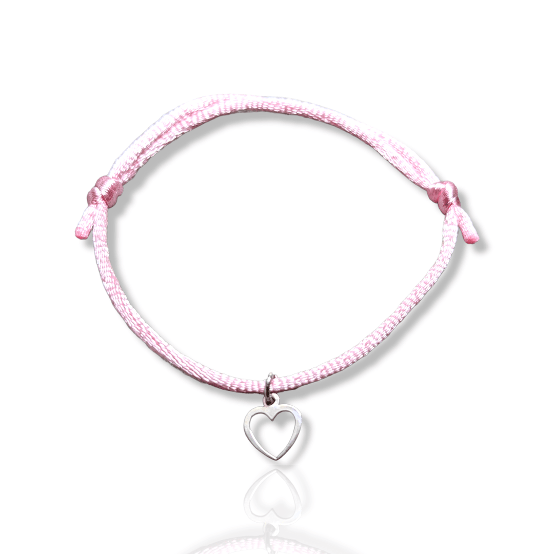 Pink Annabelle Open Heart Silky Rope Bracelet Dollie Jewellery